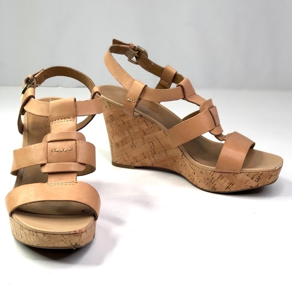 Franco Sarto Cera platform sandals natural tan leather cork strappy 8.5